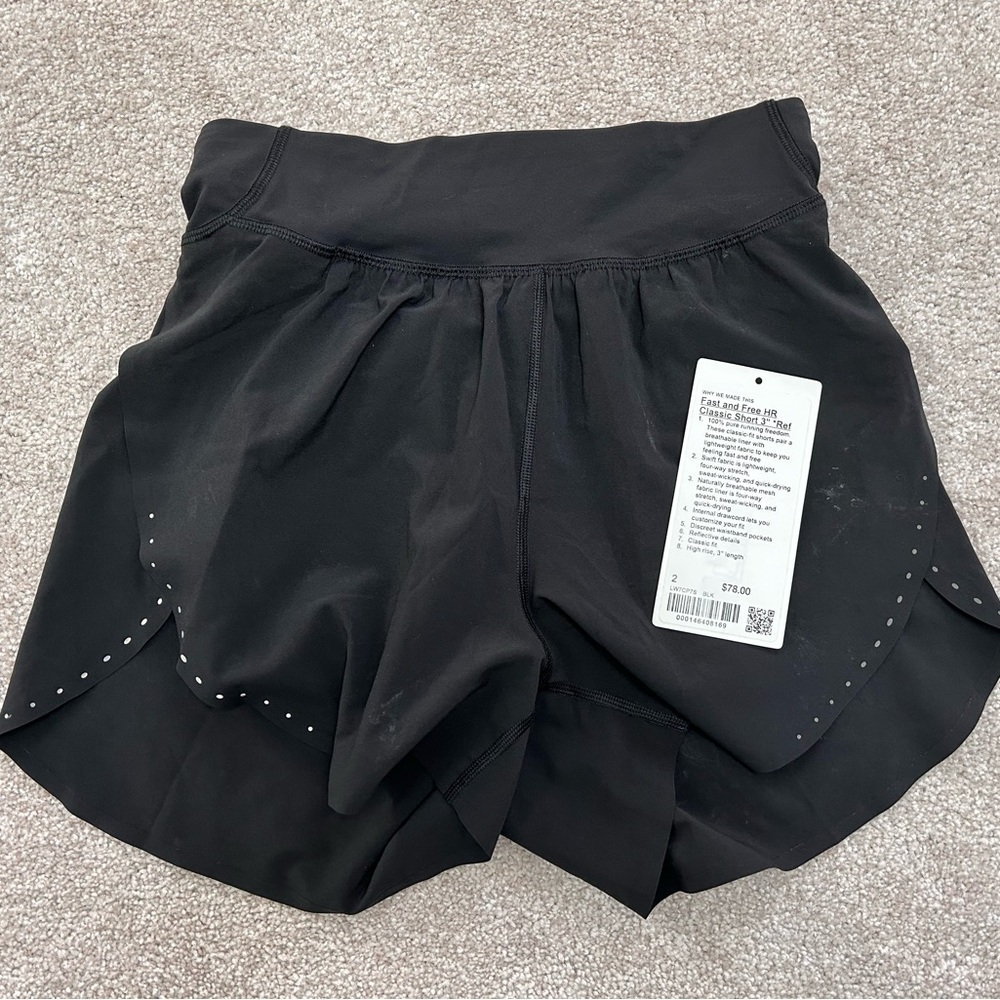Lululemon fast and free shorts - size 2 - black